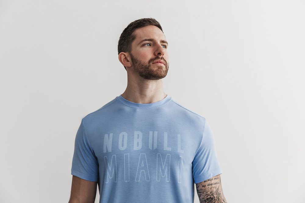 NOBULL Men's (Miami) Tee - Blue Vista - Ireland (4691VIYRH)